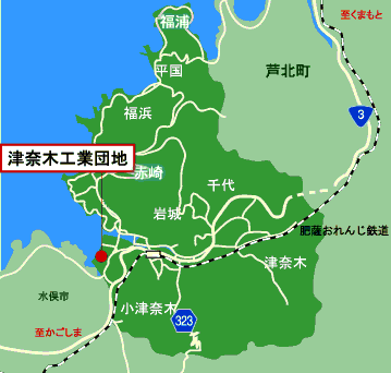 津奈木工業団地の位置地図